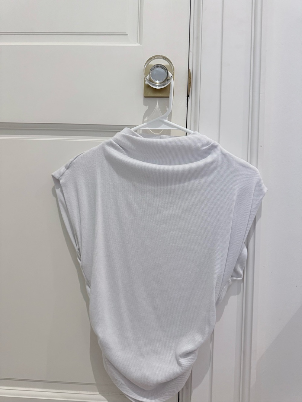 Classic White Sleeveless Draped Top